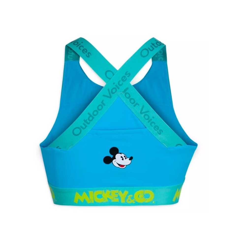 Outdoor Voices Teal Sports Bra with Mickey & Co. Logo